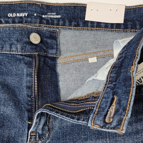 Old Navy Barbara Dark Wash Ripped Boyfriend Straight Denim Blue Jeans Sz 4 NEW - Picture 7 of 16